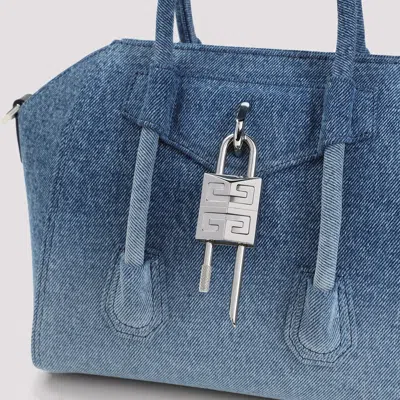 Givenchy Antigona Lock Mini Top-handle Bag In Faded Denim In Mediumblue