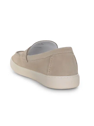 Hogan Suede Moccasin With Stitched Mask And Memory Foam Insole In Corda