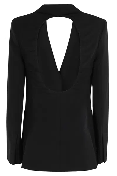 Max Mara Backless Jacket With Pockets And Lapel In Nero
