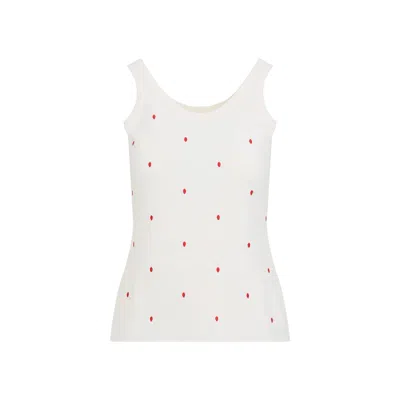 Bottega Veneta Ivory Cotton Blend Tank Top In Chalk Vernis