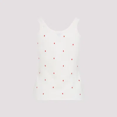 Bottega Veneta Ivory Cotton Blend Tank Top In Chalk Vernis