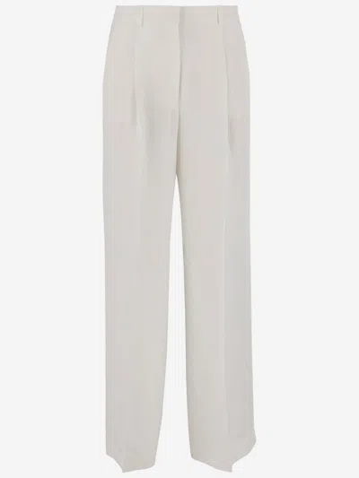 Pinko Palazzo Pants With Center Stripe And Concealed Closure In White