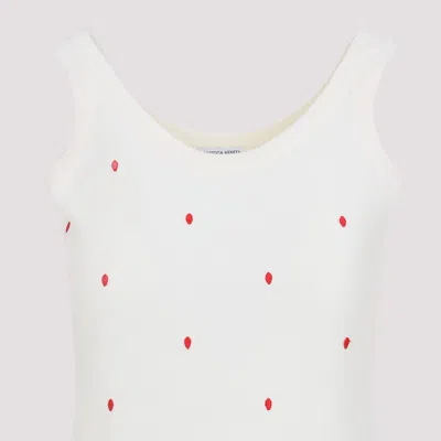 Bottega Veneta Ivory Cotton Blend Tank Top In Chalk Vernis
