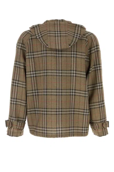 Burberry Half-zip Jacket With Check Pattern In Silk Blend Men In Brushipcheck
