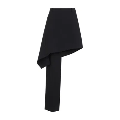 Bottega Veneta Asymmetrical Wool Skirt With Tailored Drape In Black