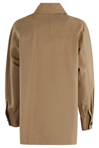 Max Mara Cotton Jacket With Buttoned Cuffs And Collar In Brown