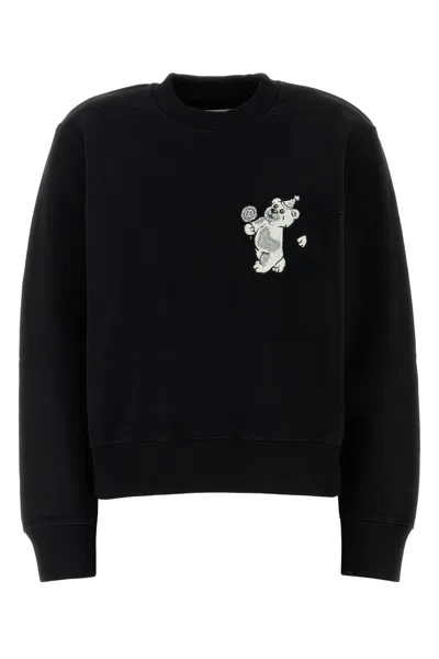 Mm6 Maison Margiela Crew Neck Sweatshirt With Bear And Number Patches In Black