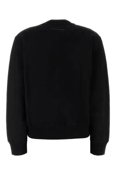 Mm6 Maison Margiela Crew Neck Sweatshirt With Bear And Number Patches In Black
