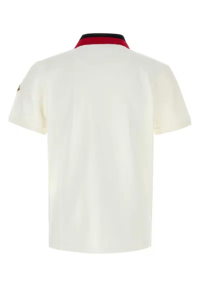 MONCLER WHITE PIQUET POLO SHIRT 