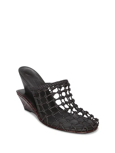 Jacquemus Les Doubles Tresses Croc-embossed Wedge Mules In Darkbrown