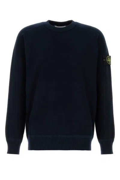 Stone Island Midnight Blue Wool Blend Sweater In Navy