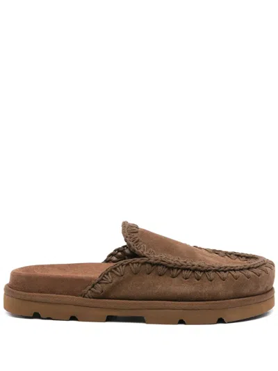 Mou Decorative-stitching Mules In Brown