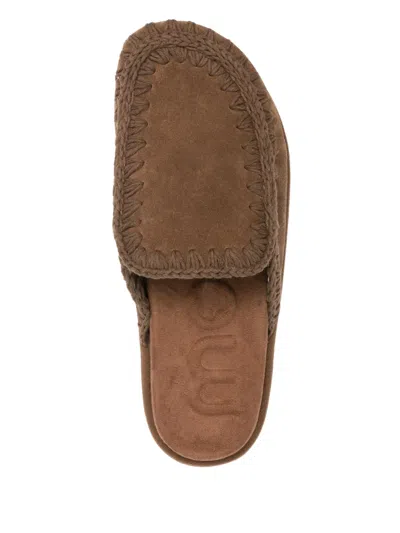 Mou Decorative-stitching Mules In Brown