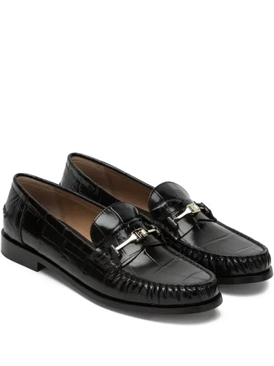 Ferragamo Harry Crocodile-embossed Loafers In Black