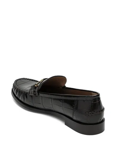 Ferragamo Harry Crocodile-embossed Loafers In Black
