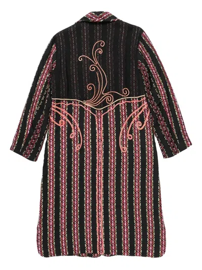 Communs Striped Coat In Black