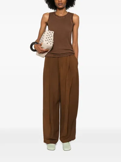 Uma Wang Pleated Trousers In Brown