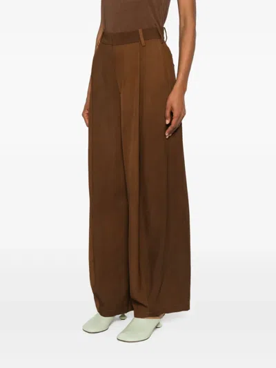 Uma Wang Pleated Trousers In Brown