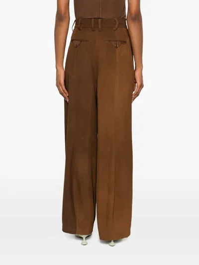 Uma Wang Pleated Trousers In Brown