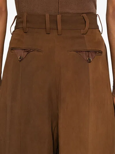 Uma Wang Pleated Trousers In Brown