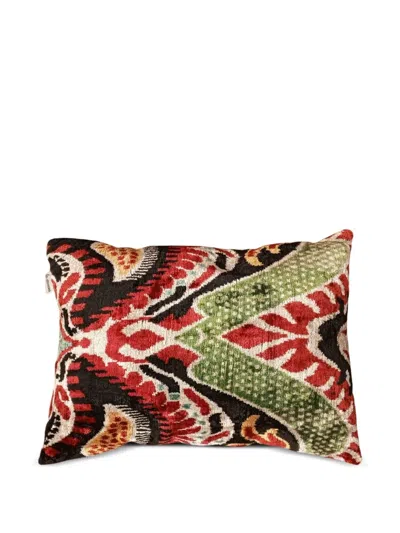Les-ottomans Silk Velvet Cushion (50cm X 40cm) In Red