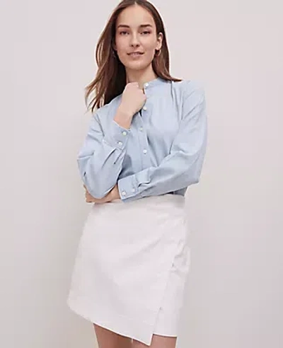 Ann Taylor Petite Weekend Collection Chambray Shirt In Light Wash Blue Chambray