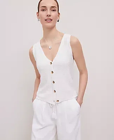 Ann Taylor Weekend Collection Bouclé Sweater Vest In Winter White