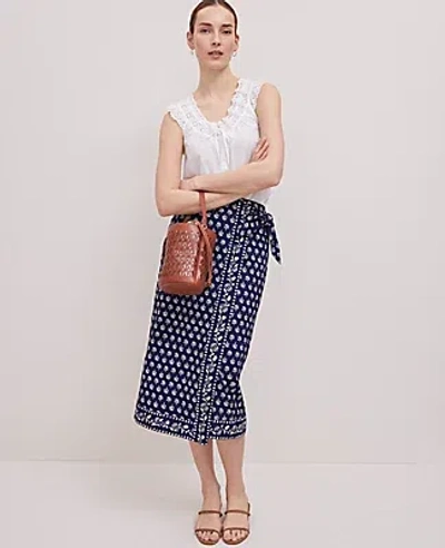 Ann Taylor Petite Weekend Collection Eyelet Tie Neck Top In White