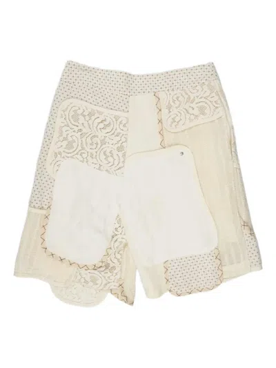 Communs Patchwork Shorts In White
