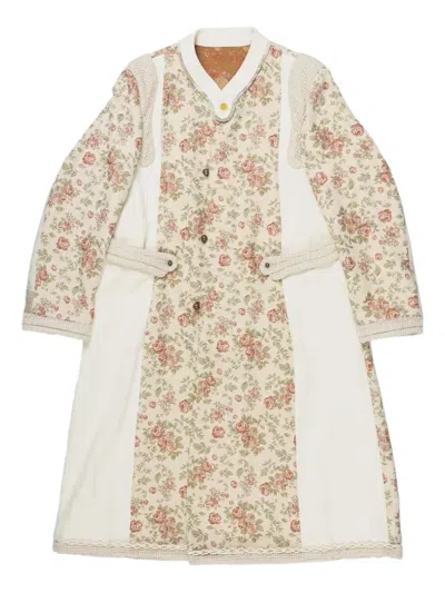 Communs Floral-print Parka Coat In Neutrals