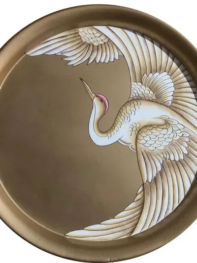Les-ottomans Hand-painted Tray (36cm) In Gold