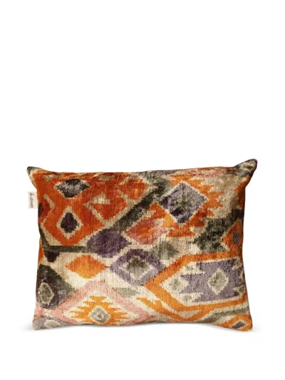 Les-ottomans Silk Velvet Cushion (50cm X 40cm) In Green