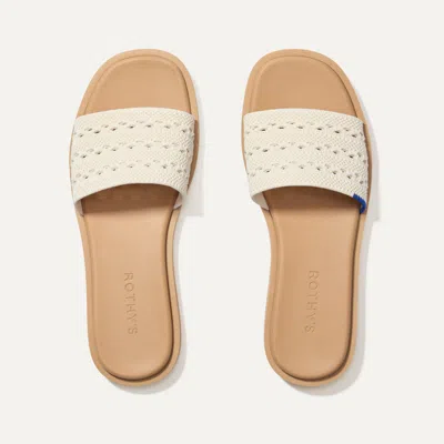 Rothys The Slide Sandal In White/neutral In Sandy Crochet