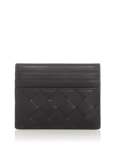Bottega Veneta Intrecciato Leather Card Case In Nero