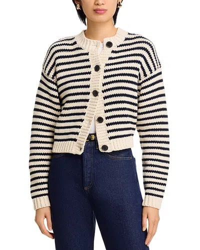 Frame The Stripe Chunky Cotton Cardigan In Cream Multi