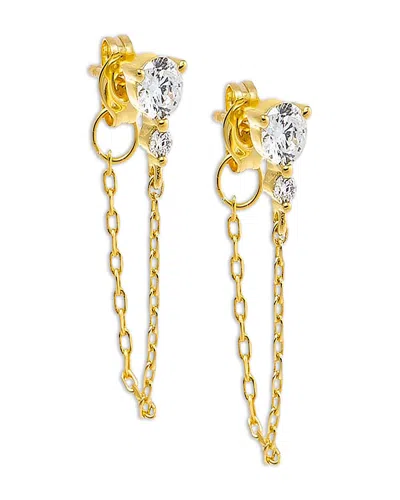By Adina Eden Double Cubic Zirconia Chain Front To Back Earrings In Gold