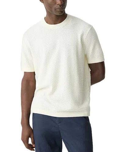 Theory Damian Tactile Cotton Short Sleeve Sweater In Eggshell