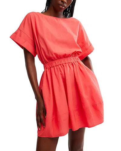 Free People Full Time Fun Cotton Poplin Minidress In Atlas Red