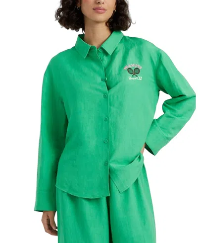 Chinti & Parker Women's Linen-cotton Peanuts Racquet Club Shirt In Green
