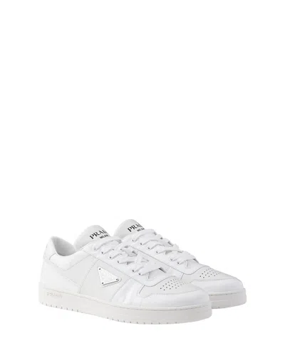 Prada Men's Downtown Bicolor Leather Low-top Sneakers In White