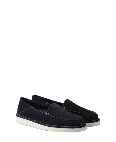 Prada Textured Leather Loafers In Blue