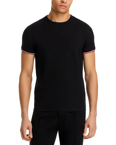 Moncler Tipped Cotton Stretch Jersey T-shirt In Black