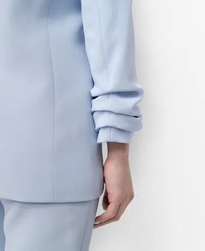 Dkny Women's Ruched-sleeve Open-front Blazer In Skyway
