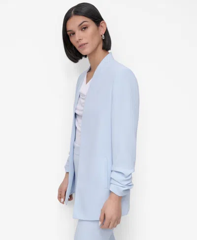 Dkny Women's Ruched-sleeve Open-front Blazer In Skyway