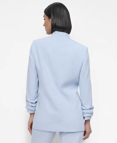 Dkny Women's Ruched-sleeve Open-front Blazer In Skyway
