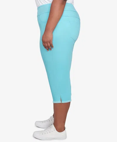 Ruby Rd. Plus Size Oasis Pull On Fringe Denim Capri Pants In Capri