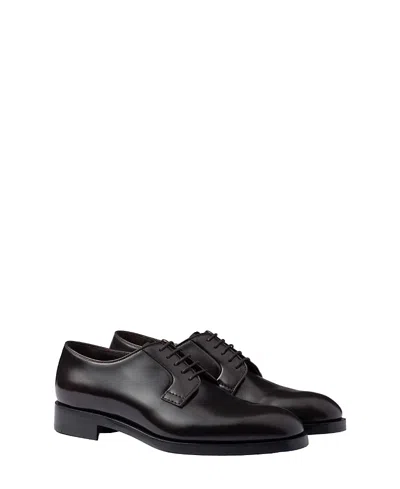 Prada Brushed-leather Lace-up Shoes In Multi