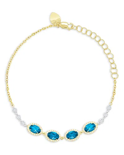Meira T 14k White & Yellow Gold Blue Topaz & Diamond Bracelet In Gold