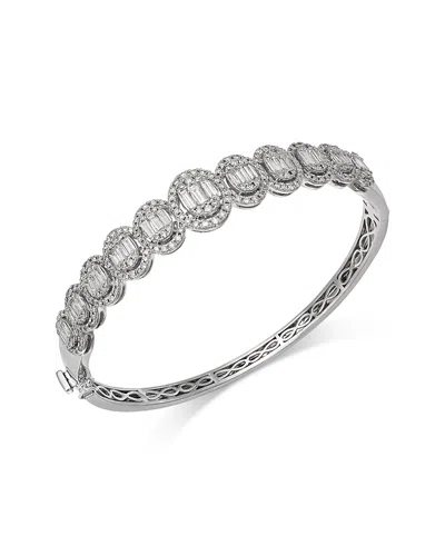 Bloomingdale's Fine Collection Diamond Oval Mosaic Bangle Bracelet In 14k White Gold, 3.0 Ct. T. W. In White