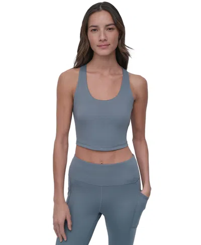 Dkny Racerback Longline Sports Bra In Blue Fog